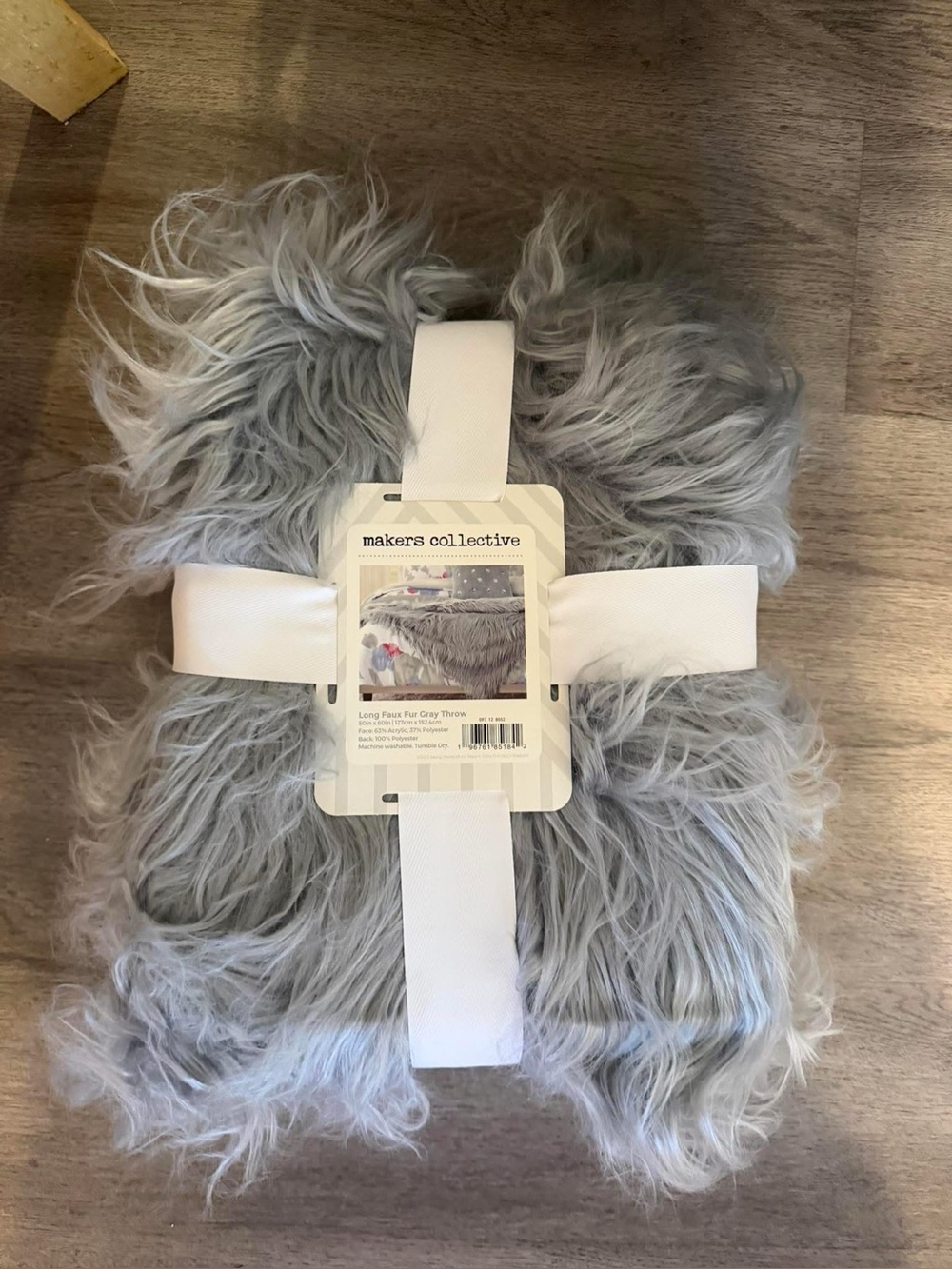 Makers Collective Gray Faux Fur Throw Blanket